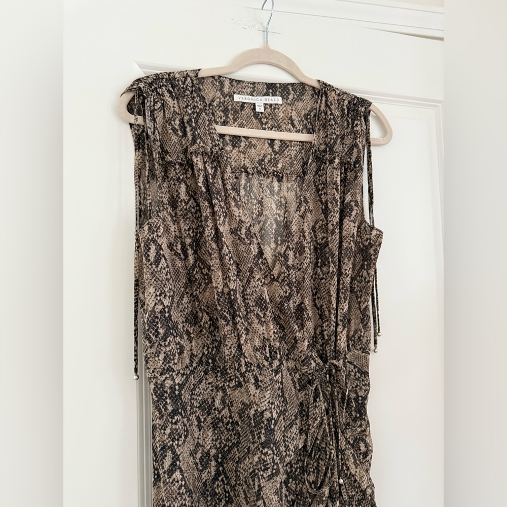 Veronica Beard Teagan Python Print Ruched Silk Dr… - image 3